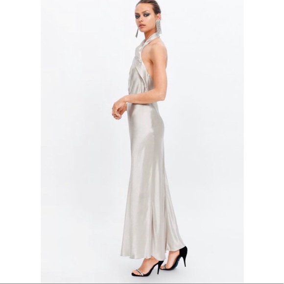 zara champagne dress